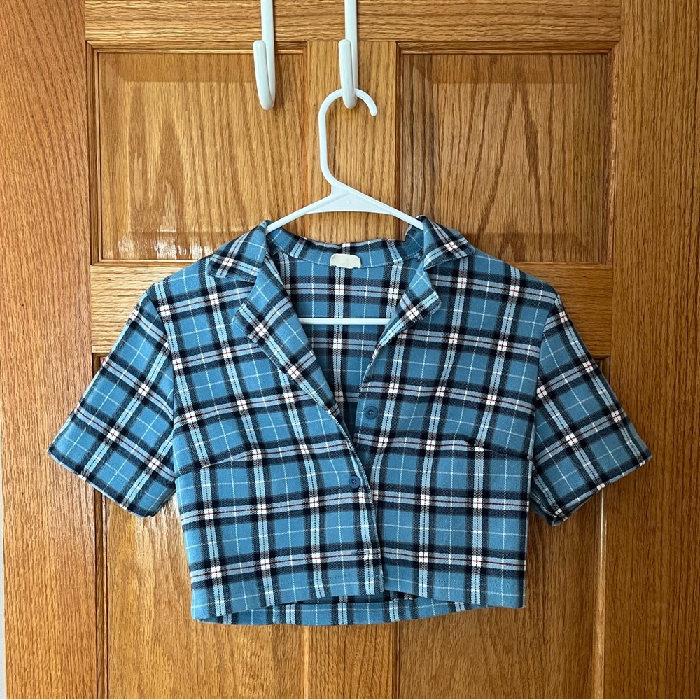 Cropped Flannel T-Shirt